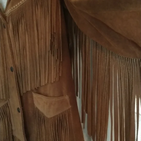 🤠Vintage Western brown suede leather fringe jacket!! Authentic and beautiful! - Picture 6 of 9